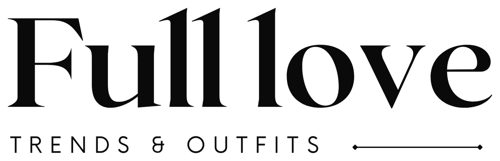 Logotipo de Full love con el claim Trends & Outfits, en tinta sobre fondo claro